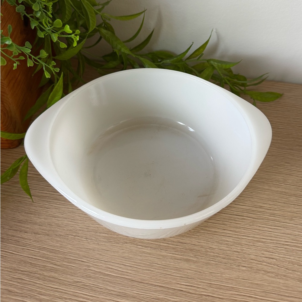 Elegant White Milk Glass Casserole Dish